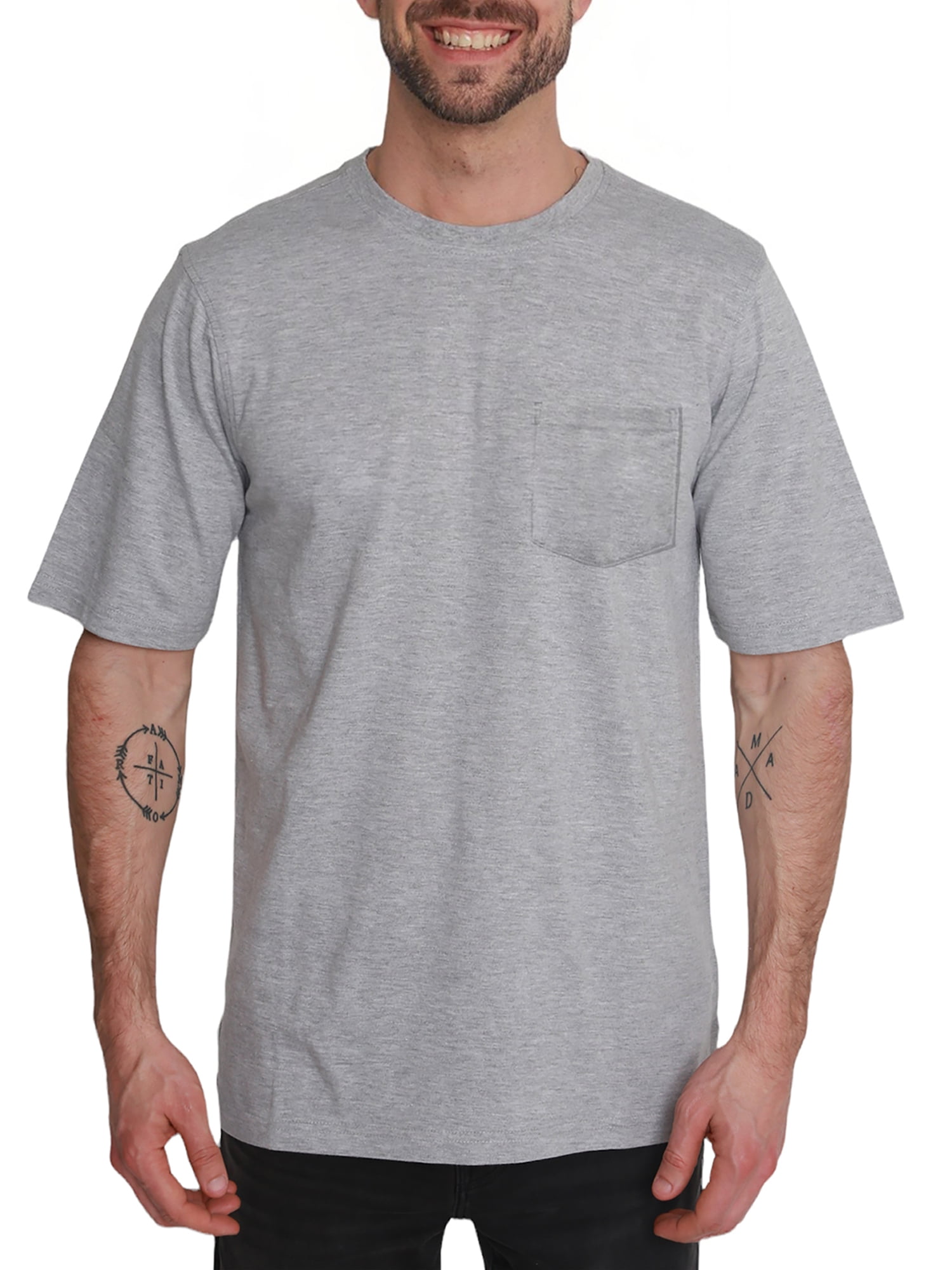 North Hudson Men's Short Sleeve 1 Pocket Crew Neck Jersey Tee Shirt