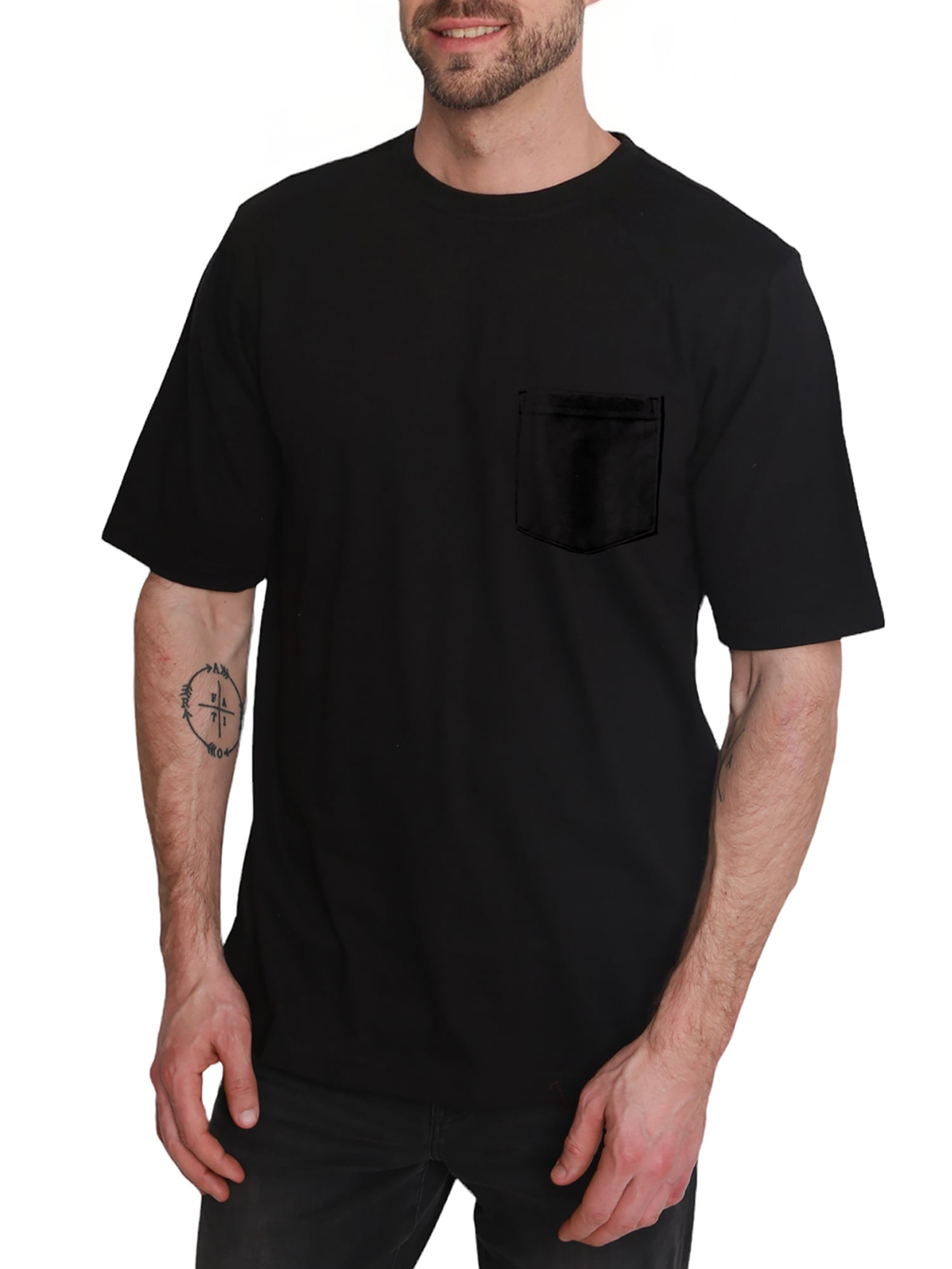 North Hudson Men's Short Sleeve 1 Pocket Crew Neck Jersey Tee Shirt