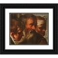 thumbnail image 1 of North Italian School 14x12 Black Ornate Wood Framed Double Matted Museum Art Print Titled: Study of Three Heads (17th Century), 1 of 5
