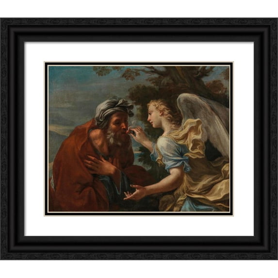North Italian School 14x12 Black Ornate Wood Framed Double Matted Museum Art Print Titled: The Prophet Isaiah (18th Century)
