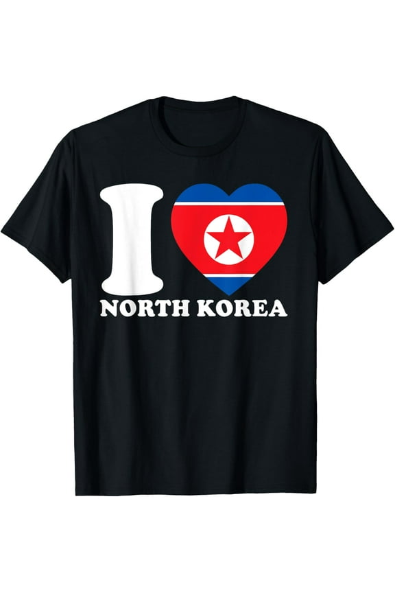 North Korea Flag North Korean Flag I Love North Korea T-Shirt, Small, Black