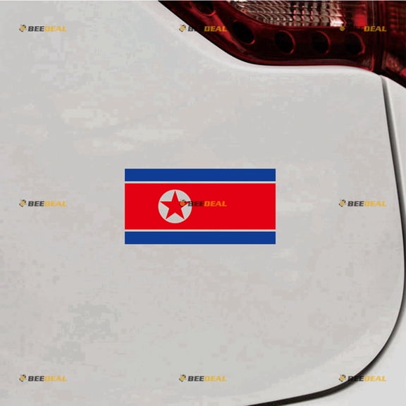 North Korea Flag Sticker Decal Vinyl - 2 Pack Blue+Red 4" - For Car Boat Laptop Cup No Background Die-cut
