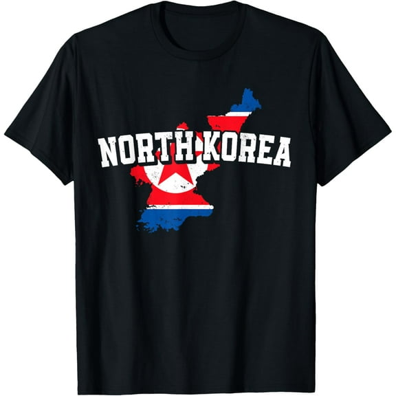 North Korea Map and Flag Souvenir North Korean T-Shirt