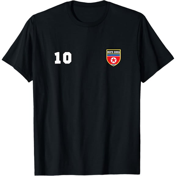 North Korea Number 10 Soccer Flag Football Korean # Ten T-ShirtMen and women, Black T-shirt, size: Extra large