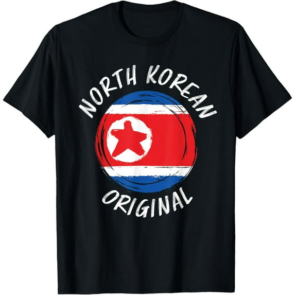 North Korean Original North Korea Flag Shirt | North Korean T-ShirtMen and women, Black T-shirt, size: Extra large