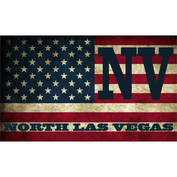 North Las Vegas NV Nevada Clark County Vintage US Flag Decal Bumper Sticker 3M Vinyl 3" x 5"