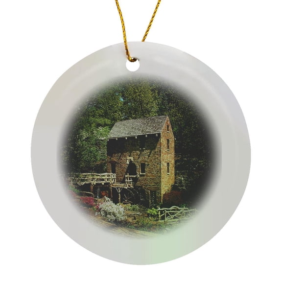3drose, North Little Rock Mill in Spotlight, Circle Porcelain Ornament