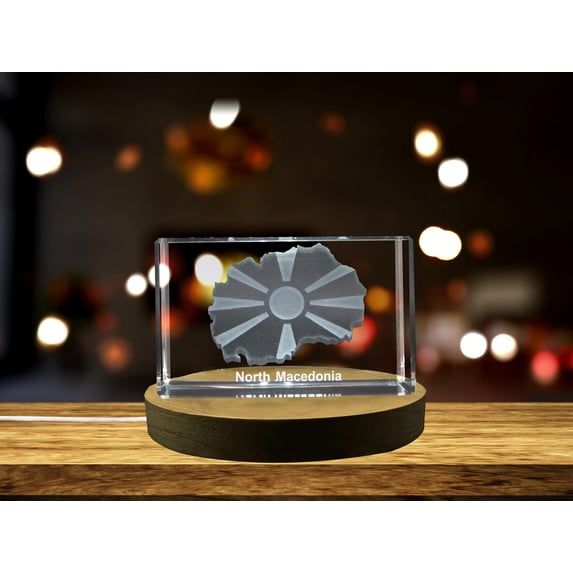 North Macedonia 3D Engraved Crystal 3D Engraved Crystal Keepsake/Gift/Decor/Collectible/Souvenir
