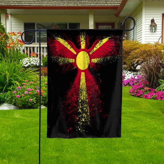 North Macedonian Flag With Eagle Painting - Proud North Macedonia Garden Flag (11.5x17.5) Double-Sided Decorative Polyester Indoor/Outdoor Flag