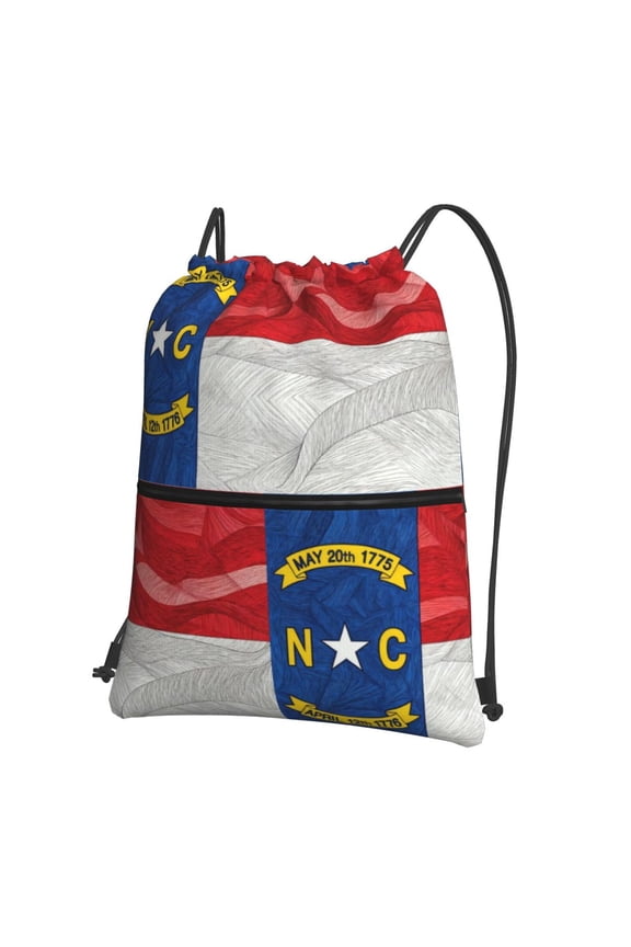North-Nc-Carolina Flag Drawstring Backpack Water Resistant String Bag Sports Sackpack Gym Sack For Men Women