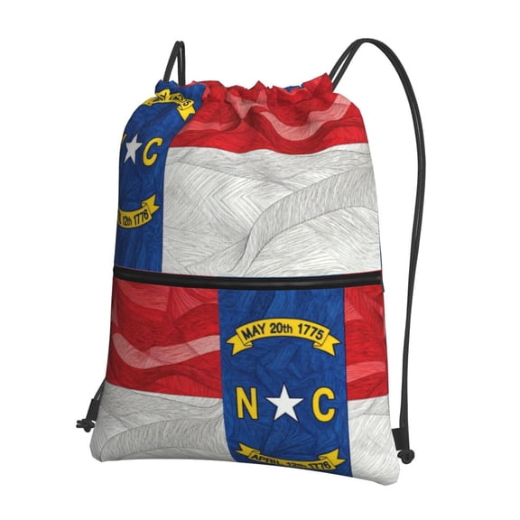 North-Nc-Carolina Flag Drawstring Backpack Water Resistant String Bag Sports Sackpack Gym Sack For Men Women