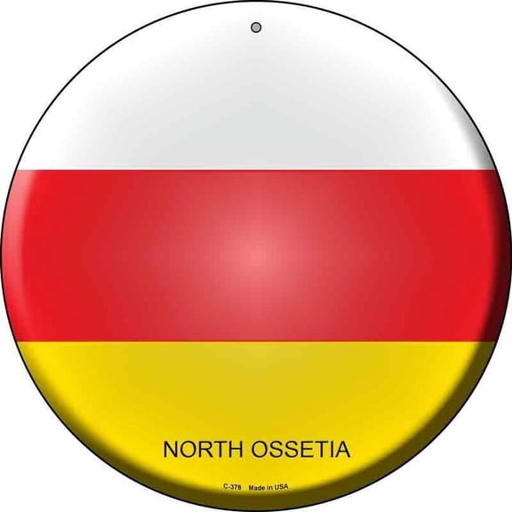 North Ossetia Novelty Round Circular Metal Sign Home Garage Wall Decor Size: 8 x 8 inch