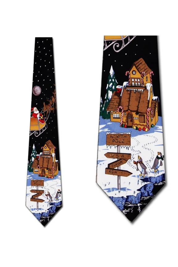 North Pole Adventure (Black) Necktie Mens Tie