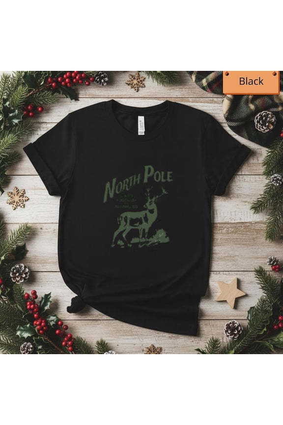 North Pole Apparel Vintage Deer Holiday Logo Top Unisex T-Shirt, up to size 5XL