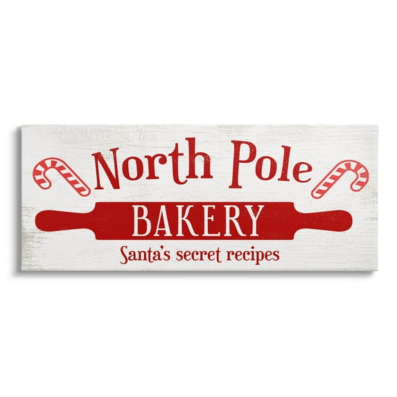 North Pole Bakery Kitchen Sign Holiday Graphic Art Gallery Wrapped Canvas Print Wall Art