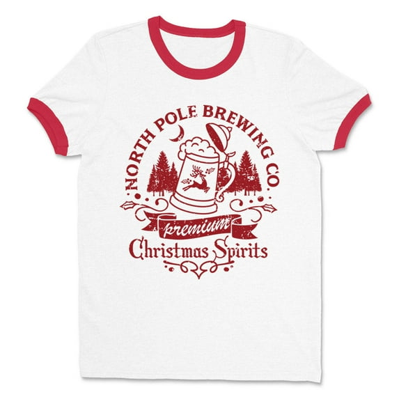 North Pole Brewing Co Ringer Tee Shirt Unisex Small White/Red