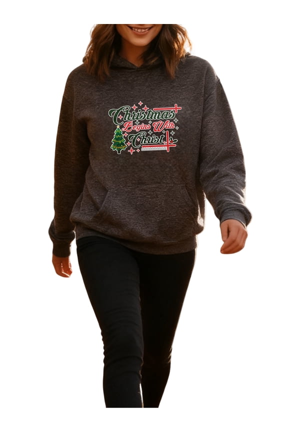 North Pole Christmas Hoodie for Men Women, Holiday Pullover Hooded Sweatshirt, Cozy Cotton Poly Blend, Festive Winter Outfit