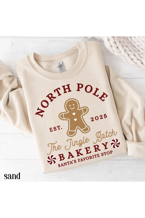 North Pole Christmas Sweatshirt Gingerbread Man Cookie Santa Sweater Xmas Lights Silly Holiday Pullover Cozy Christmas Gift
