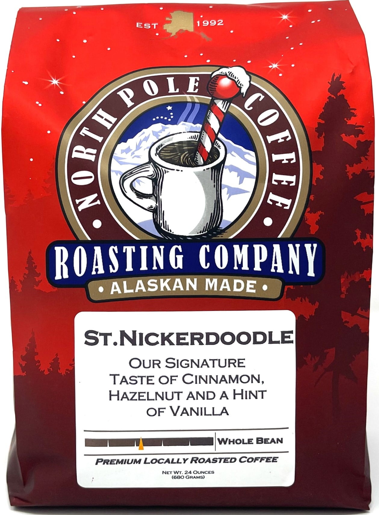 North Pole Coffee St Nickerdoodle Signature Flavored Medium Roast Whole Bean Coffee, 24 Oz