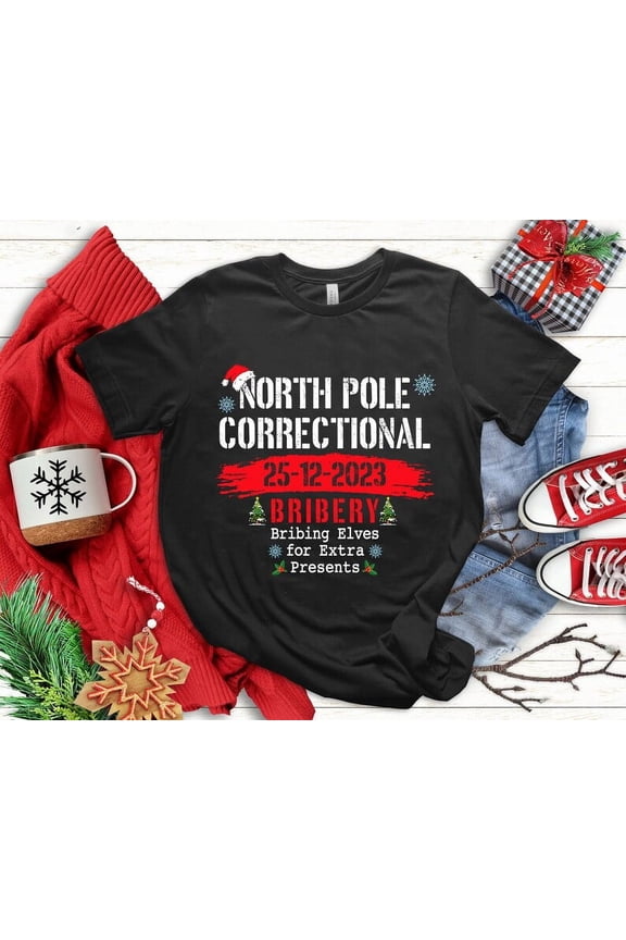 North Pole Correctional Christmas Shirt 15 Funny Group Christmas Shirt Bundle, Christmas M