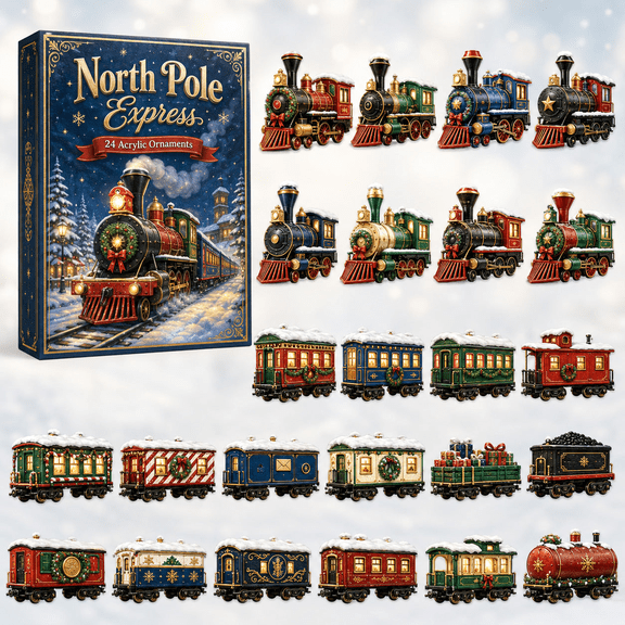North Pole Express Advent Calendar 2026 - 24-Day Festive Countdown, 2D Acrylic Charms Blind Box - Gift For Kids, Family & Friends