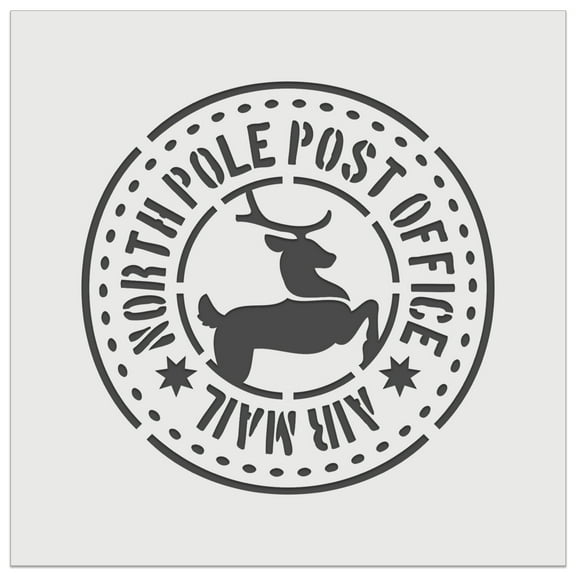 North Pole Post Office Air Mail Post Mark Christmas Reindeer DIY Cookie Wall Craft Stencil - 11.5 Inch