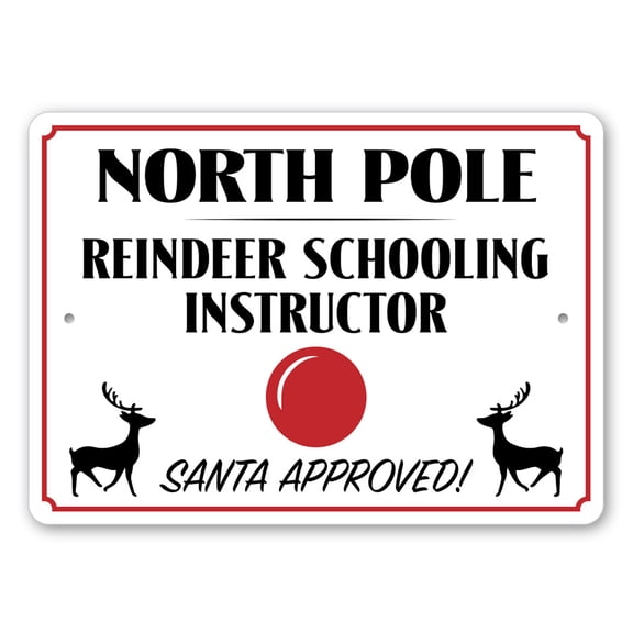 North Pole Reindeer Teacher Aluminum Metal Decor Sign - 10x14 inches