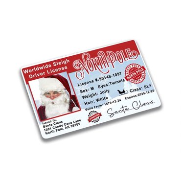Pack Of 25 Santa Claus Lost Driving Licence – Fun Christmas Eve Keepsake – Xmas Box Filler