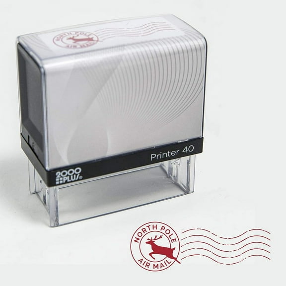 North Pole Self Inking Stamp / Santa Stamp / 13/16" x 2 3/16" Reindeer Stamp / Red Ink Christmas Stamp / Air Mail Holiday Stamp