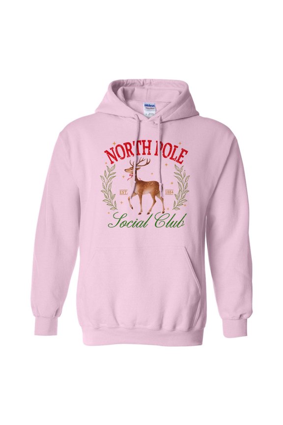 North Pole Social Club Hoodie Sweatshirt Unisex Medium Pink