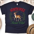 thumbnail image 1 of North Pole Social Club T-Shirt | Reindeer Holiday Graphic Tee, Navy, Size S, 1 of 6