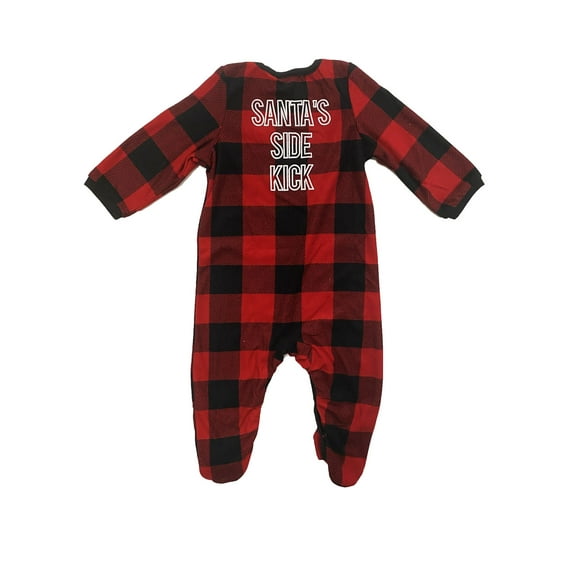 North Pole Trading Co. Plaid Baby Unisex Long Sleeve One Piece Suit - (Red Black Plaid, NB)