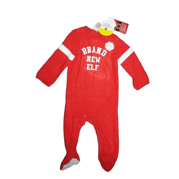 North Pole Trading Co. Unisex Fleece Footed Pajamas Long Sleeve Crew Neck - (Red, 24m)