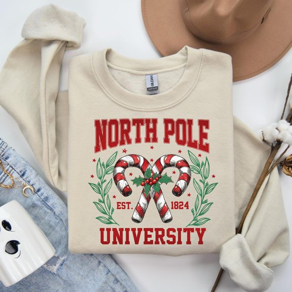 North Pole University Sweatshirt, season Sweater, season Collage Sweatshirt, Santa Sweatshirt, Tee All Size S-5Xl