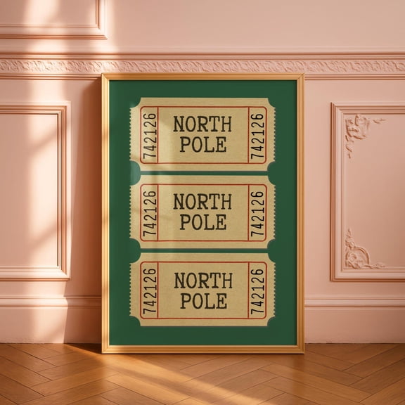 North Pole Wall Art Quotes Ticket Green Decor Season Winter Design1 Unframed Paper Print