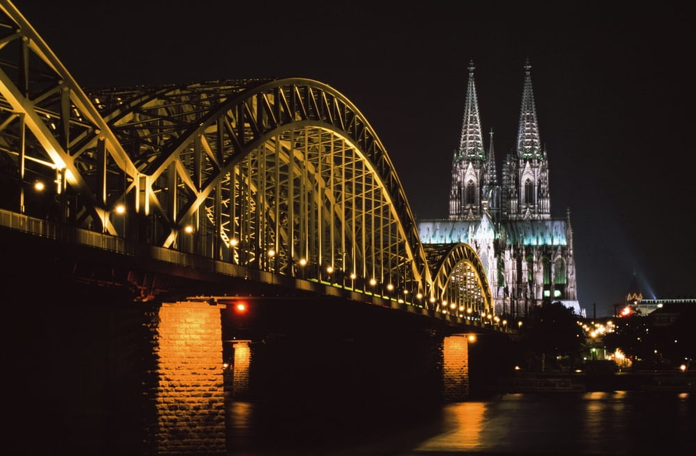 North Rhine Westphalia Dom And Hohenzollem Brucke Canvas Art - Charles Bowman Design Pics (19 x 12)