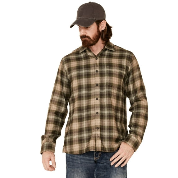 North River Men's Performance Plaid Long Sleeve Button-Down Western Shirt Forest Green X-Large