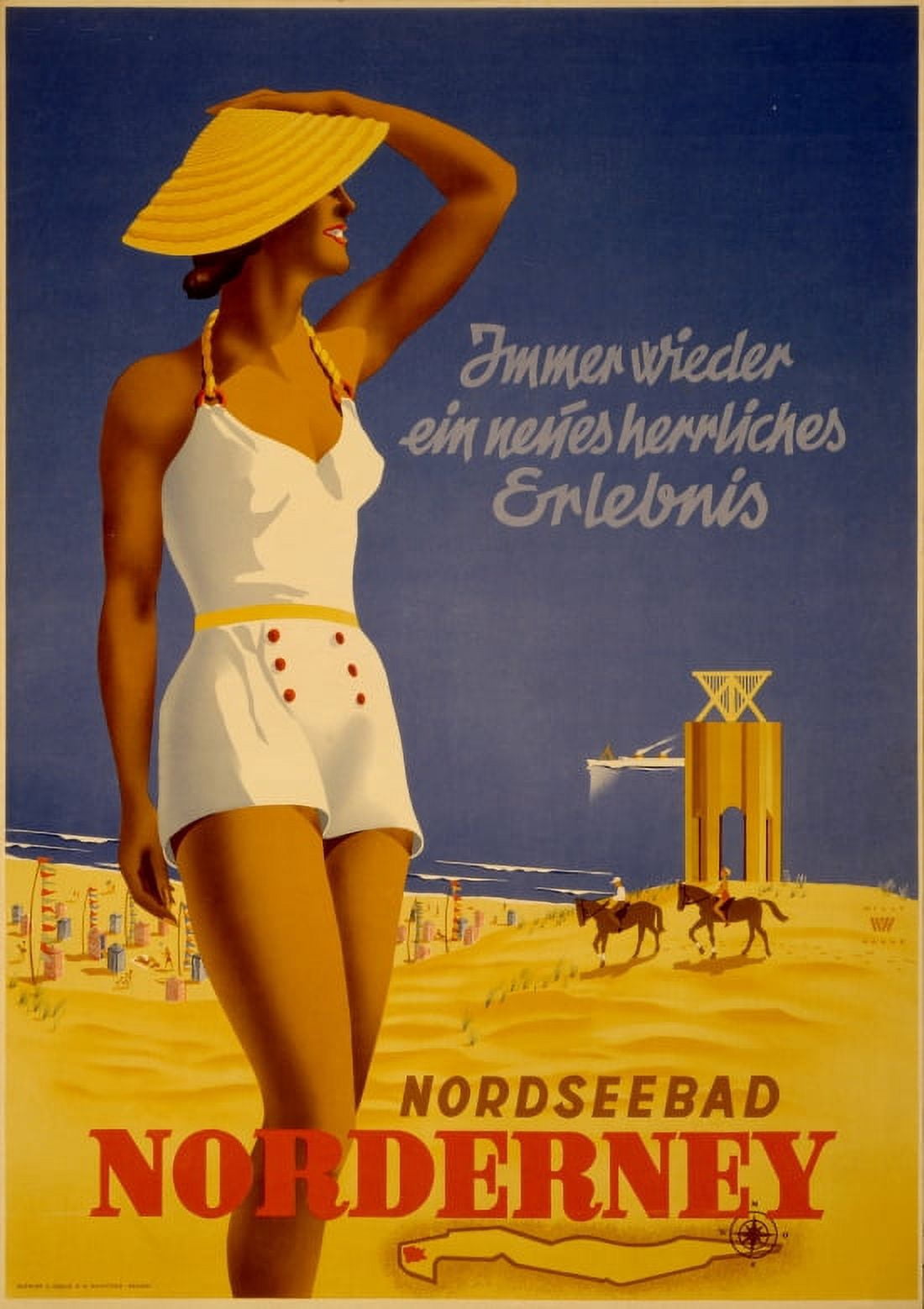 North Sea Resort Of Norderney Vintage Travel Canvas Art - (18 x 24)