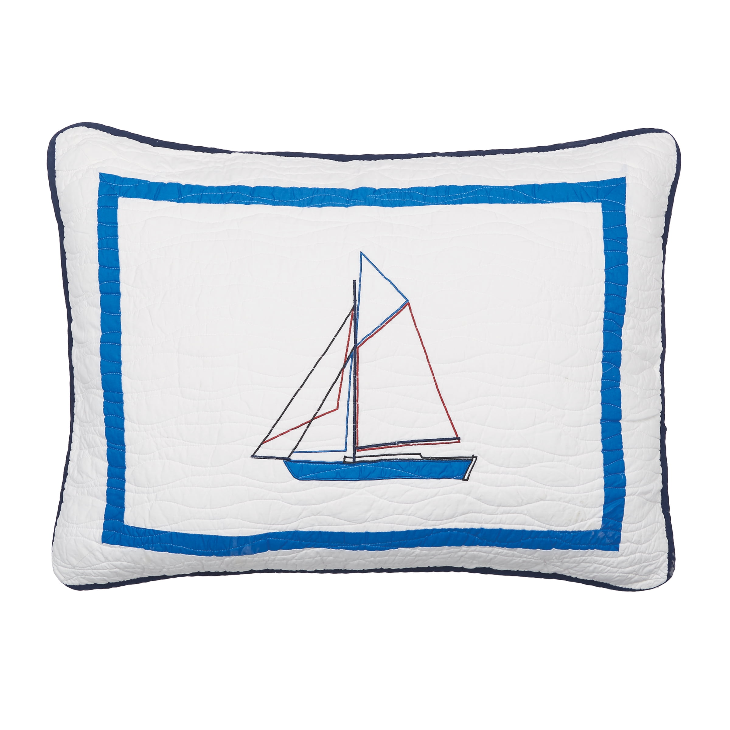 North Shore White and Blue Cotton Standard Sham