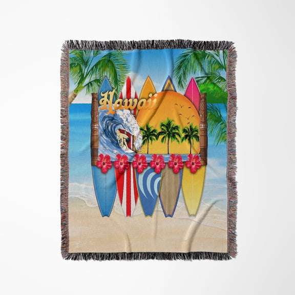 North Shore Surfing Hawaii Beach Vacation Design., Woven Blanket