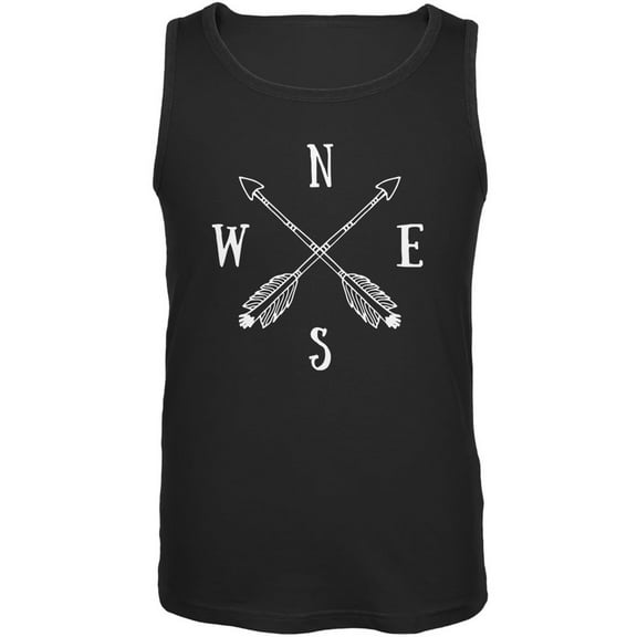 North South East West Arrows Black Adult Tank Top - Large