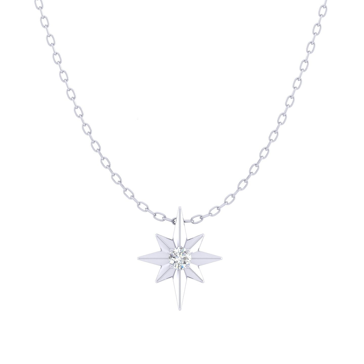 FIFTH AND FINE North Star 1/20 Cttw Natural Diamond Pendant Necklace 925 Sterling Silver