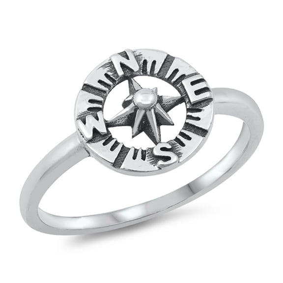 North Star Compass Ring .925 Sterling Silver Band Jewelry Female Male Unisex Size 10