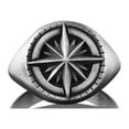 thumbnail image 1 of North Star Compass Ring For Men in Sterling Silver, Starburst Celestial Ring For Boyfriend, Engraved Pinky Signet Men Ring, Good Luck Ring, 1 of 5