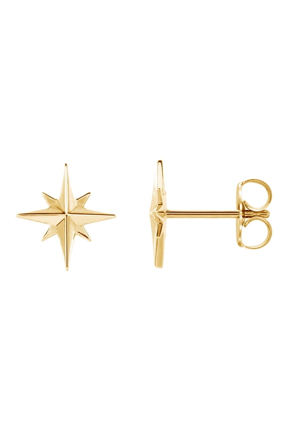 North Star Minimalist Danity Stud Earrings In 14K Yellow Gold Over Sterling Silver