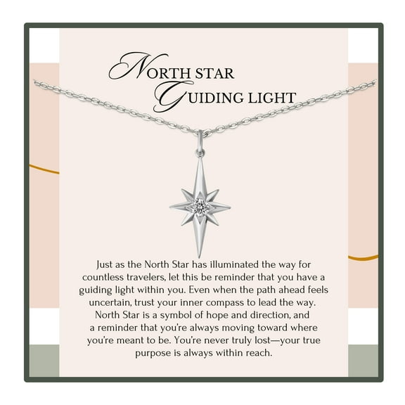 HOPE LOVE SHINE North Star Necklace – Silver Inspirational Jewelry for Encouragement, Hope & New Direction