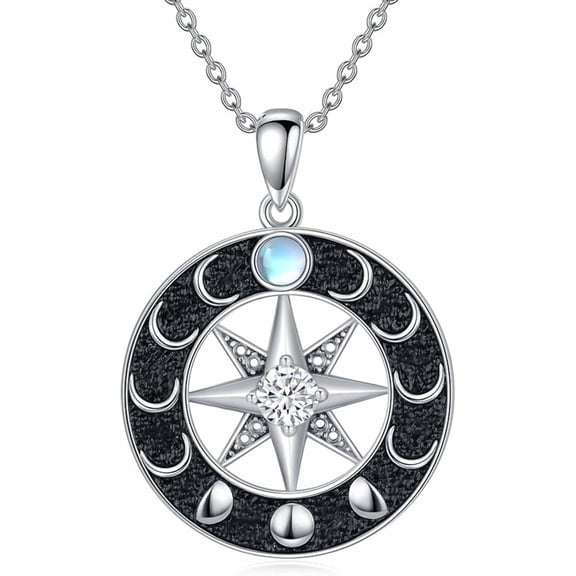 North Star Pendant Necklace for Women Sterling Silver North Star Pendant Necklace Starburst Celestial Jewelry Gifts for Mother Wife Christmas Birthday