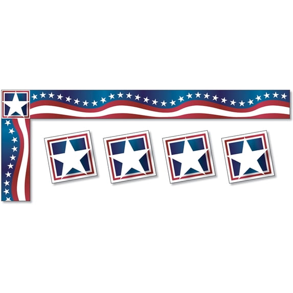 North Star Teacher Resource All Around the Board Trimmer, Stars & Stripes, 43' Per Pack, 6 Packs