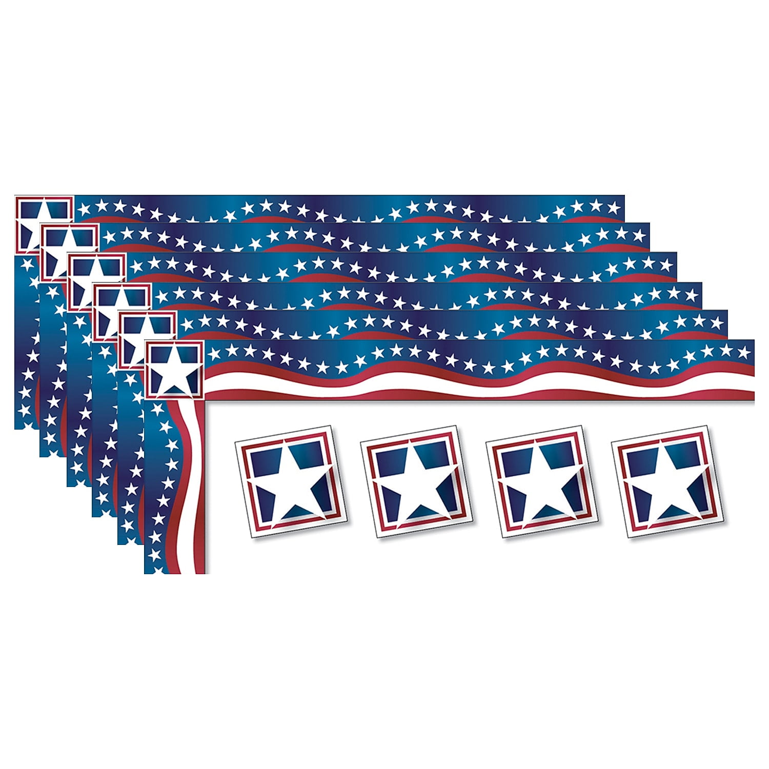 North Star Teacher Resource All Around the Board Trimmer, Stars & Stripes, 43' Per Pack, 6 Packs