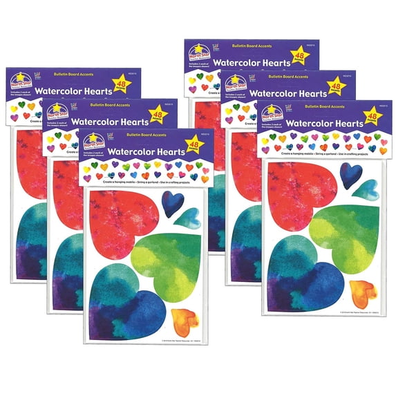 North Star Teacher Resources Watercolor Hearts Accents 48 Per Pack 6 Packs (NST3215-6)